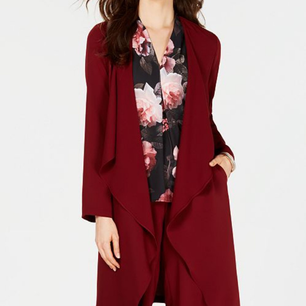 Draped Open-Front Topper Jacket